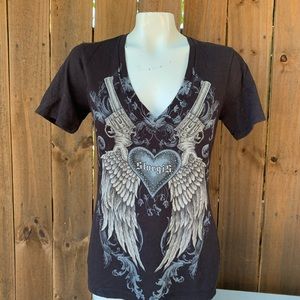 Y2K Vintage Sturgis wings & guns women's tee size XL juniors.